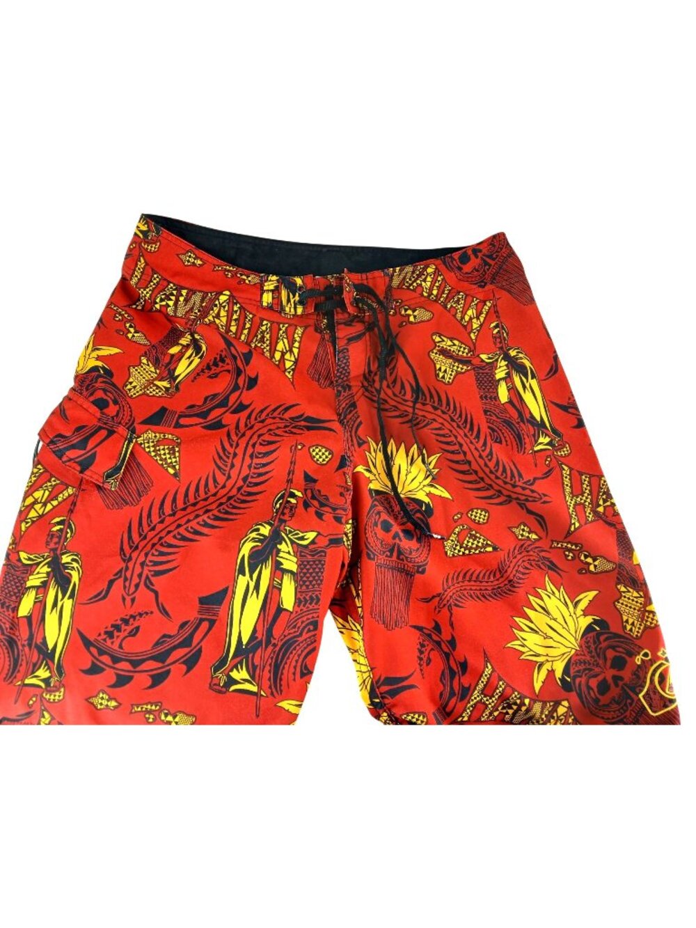 Vintage Quicksilver Hawaiian Red Boardshorts Swim Shorts Size M Surf Aloha Beach